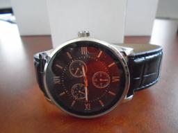 Allude Mens Watch, FMDAL586. black dial & faux leather band