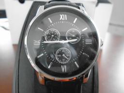 Allude Mens Watch, FMDAL586. black dial & faux leather band