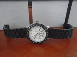 Ladies Watch, ZRT21009. Black bezel with multi colored stones