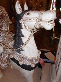 Antique Bone carved female warrior riding a horse.