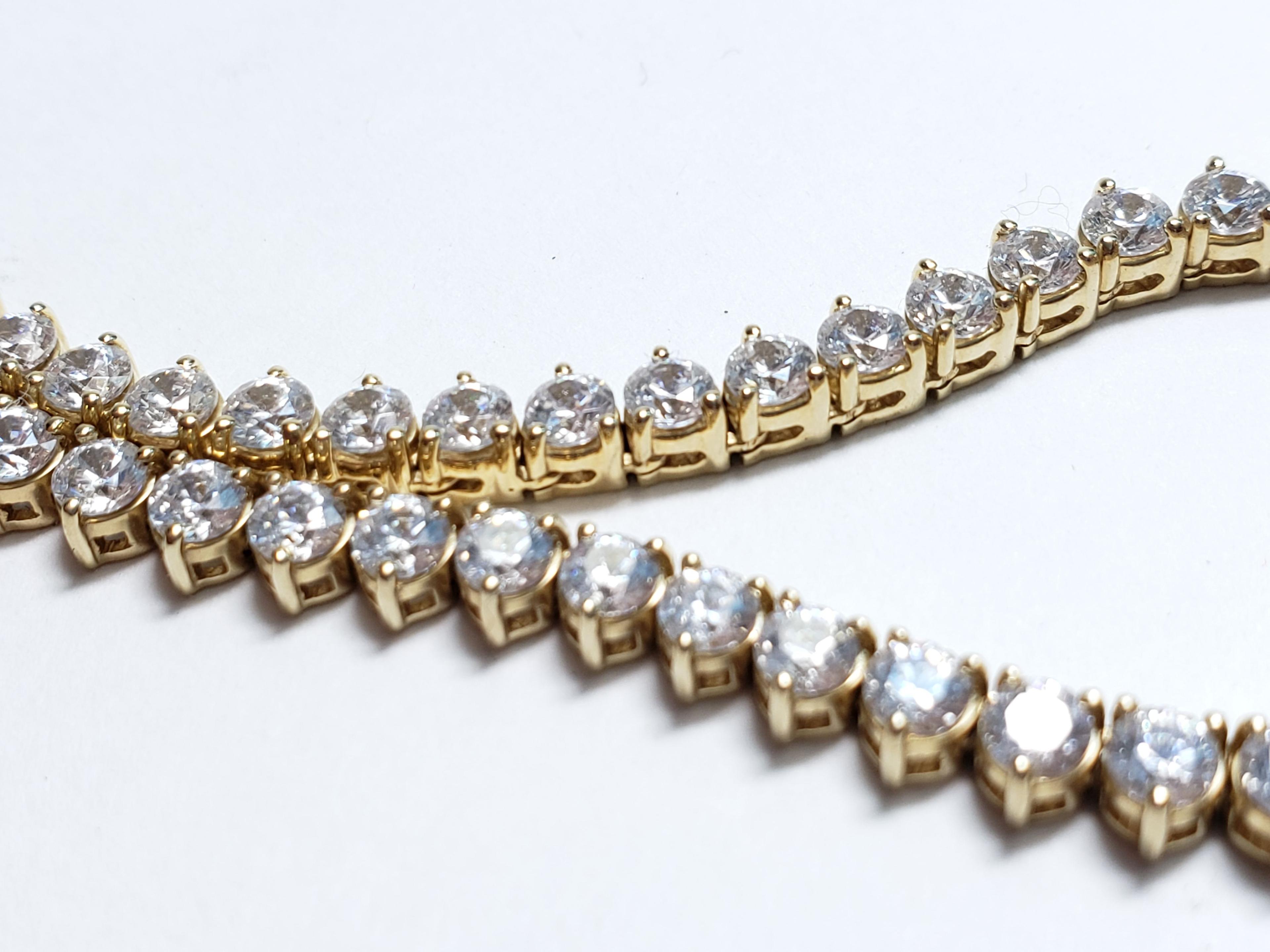Designer 14k Swarovski Tennis 20 TCW Diamonds Crystal Stones 24" Necklace