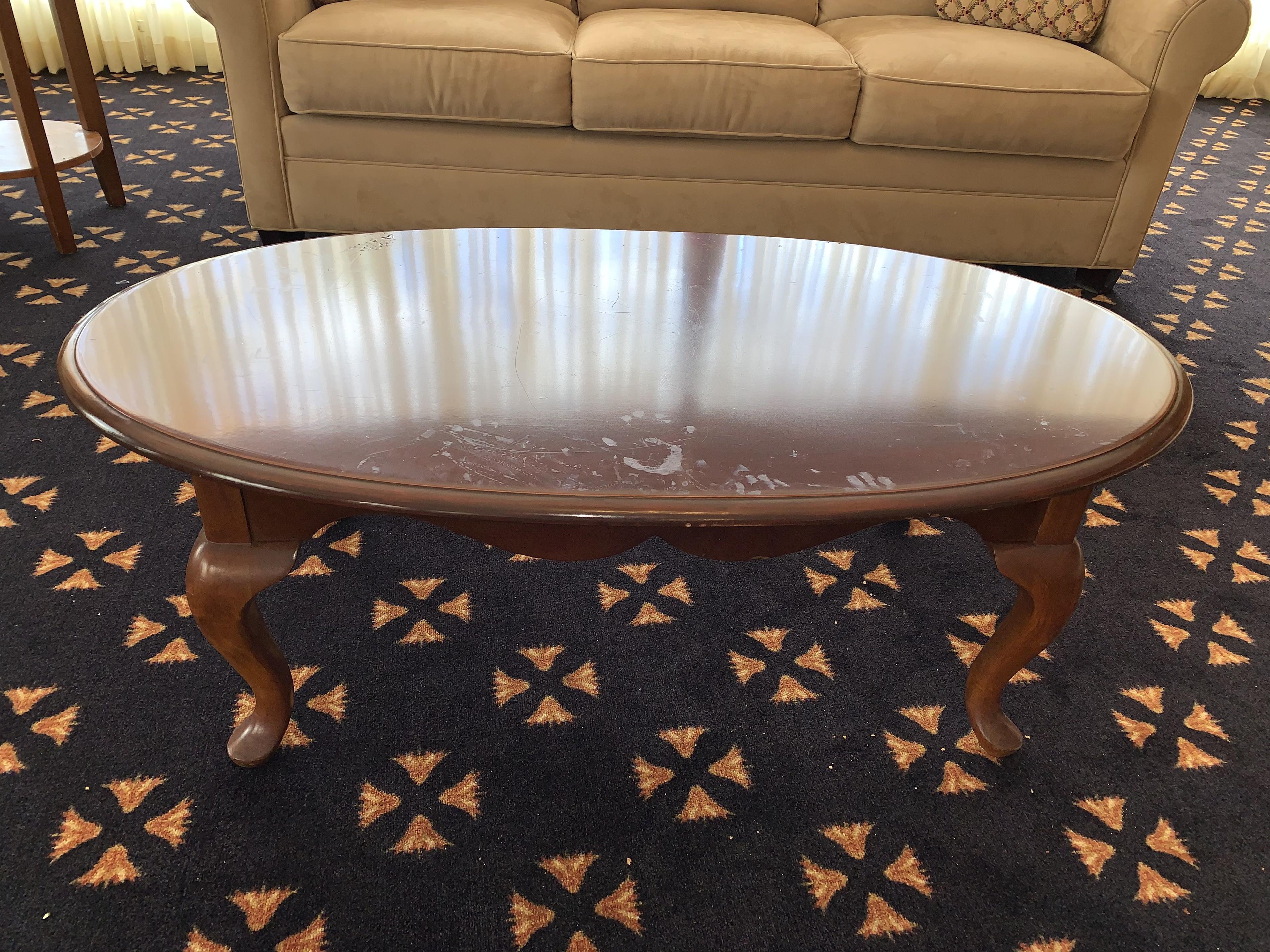 Wood, 48". Oval Shape Coffee Table