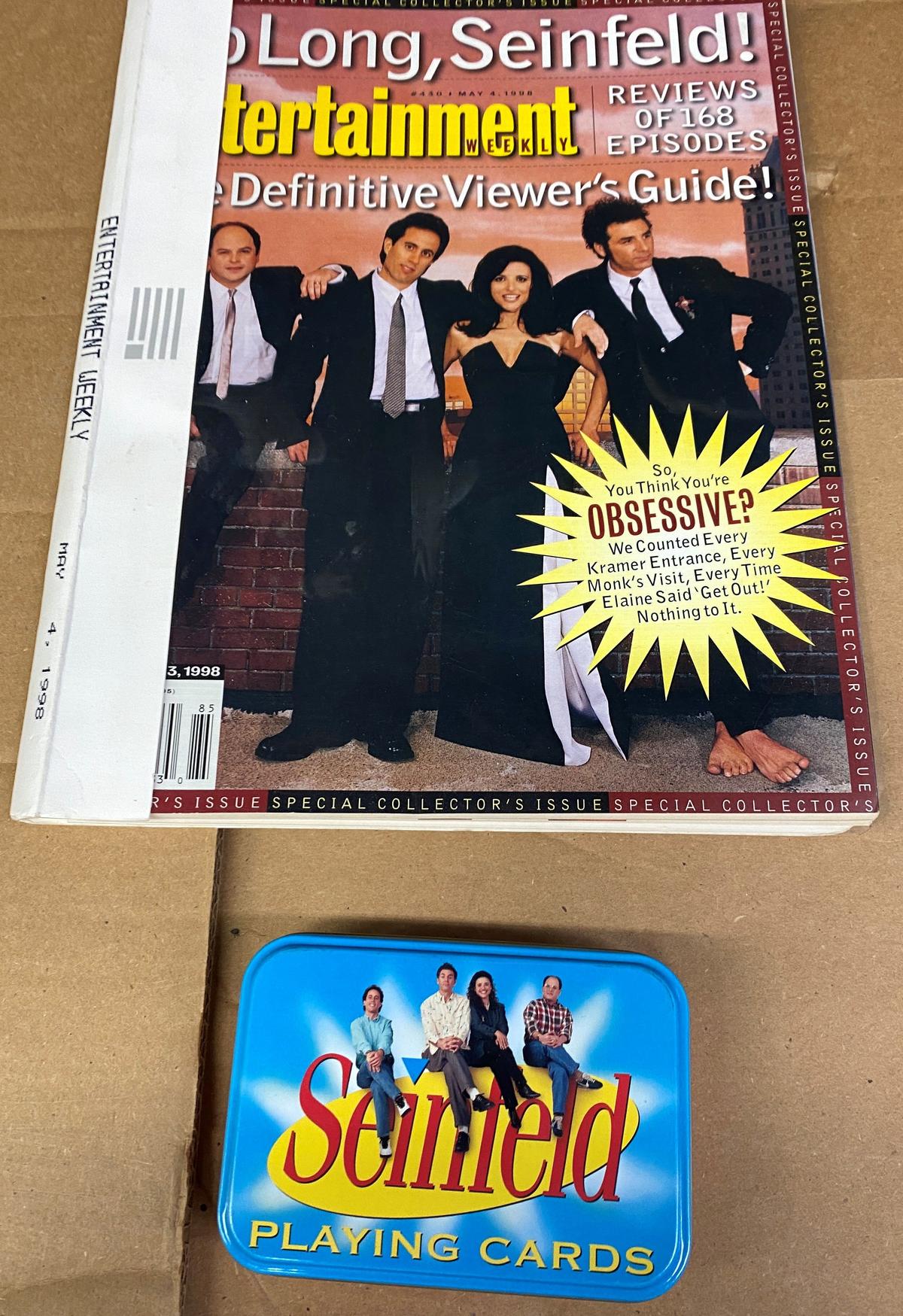 Lot of (2) Unique "Seinfeld" Collectables. (1) Card Set and (1) Entertainment Magazine reviewing 168