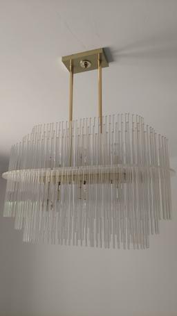 34" Brass Chandelier With Decorative Glass Tube Design