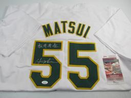 Hideki Matsui of the Oakland A's signed autographed baseball jersey JSA COA 115