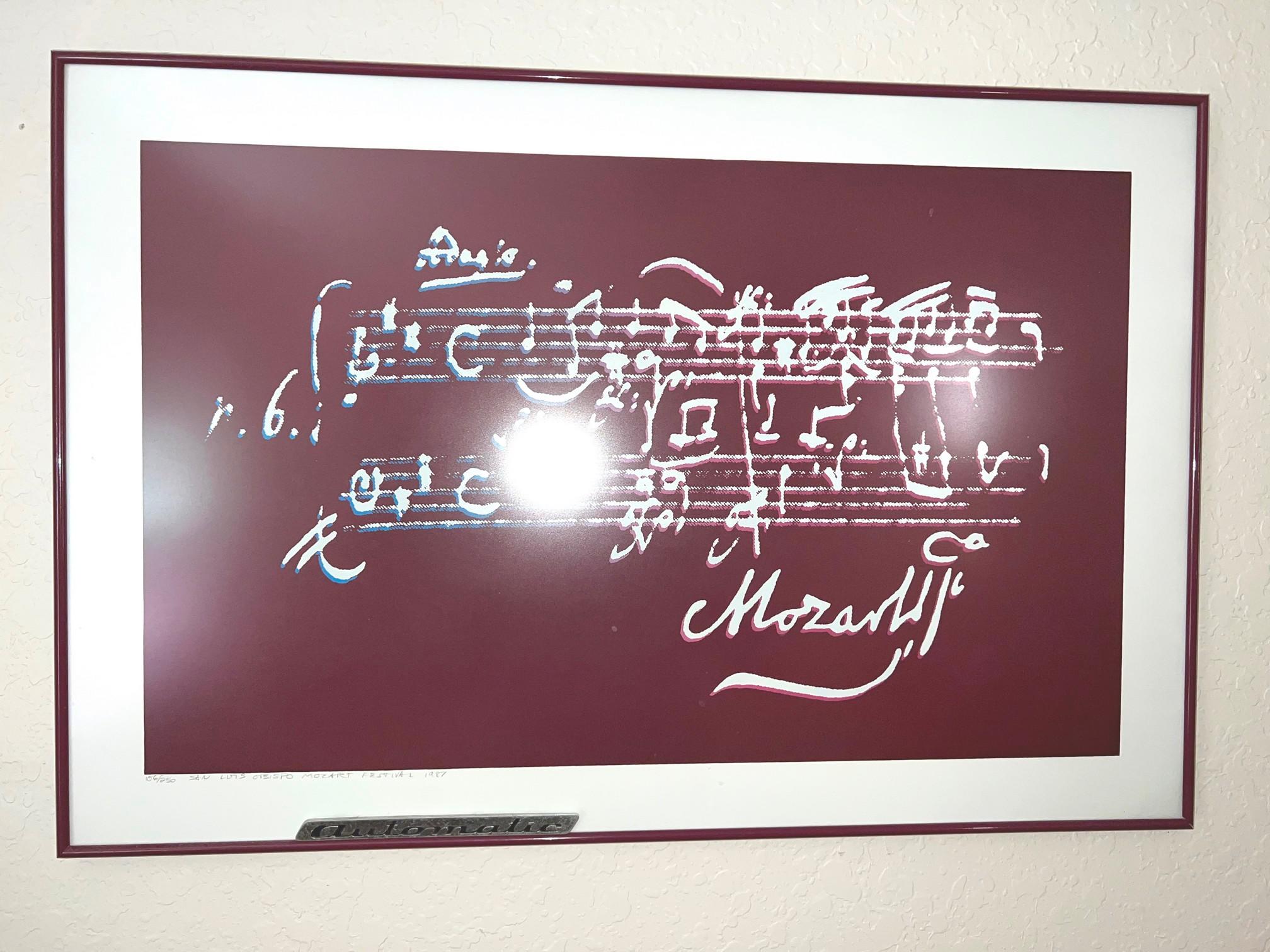 Numberes & Framed, Hand Painted Mozart Sheet Music, 106/250