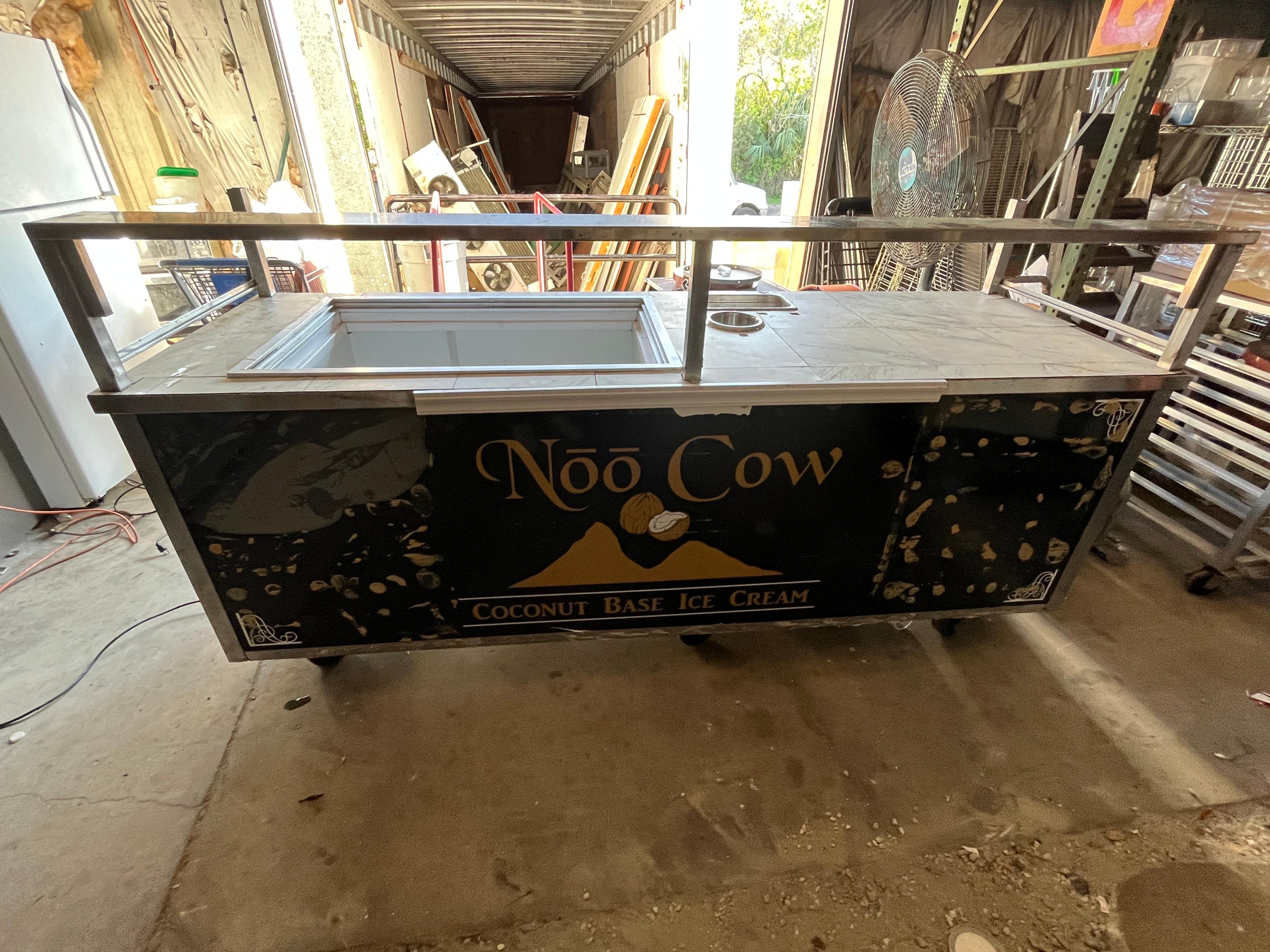 8' By 32" Rolling Concession Cart W/ Drop In Freezer