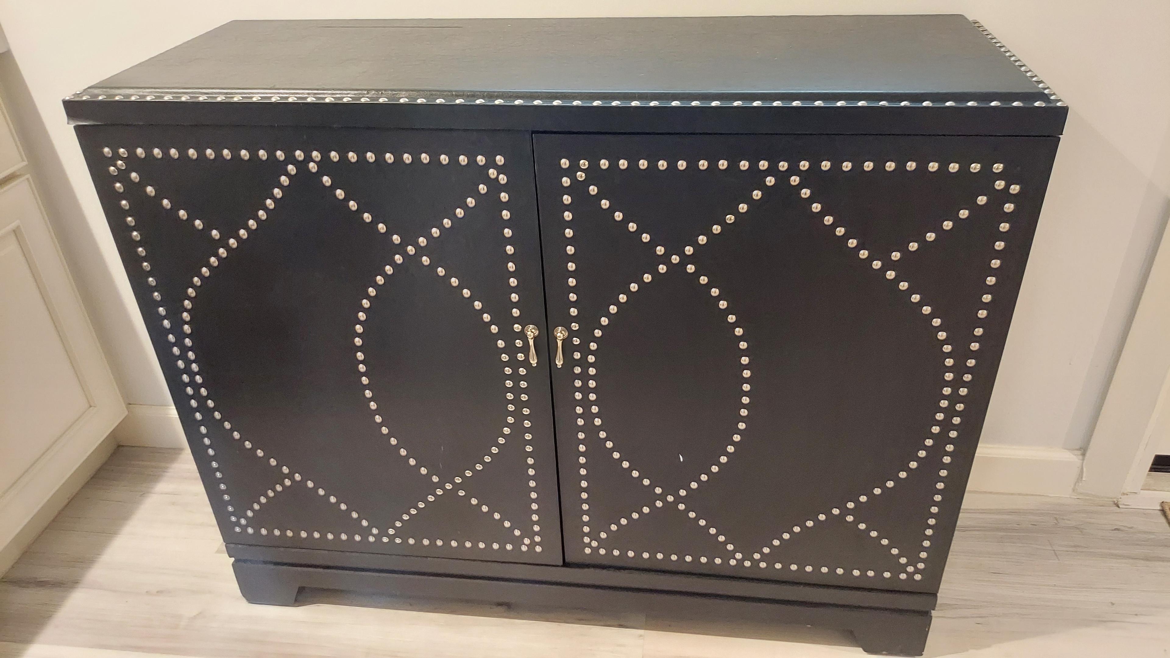 47" Push Pin Leather Storage Cabinet