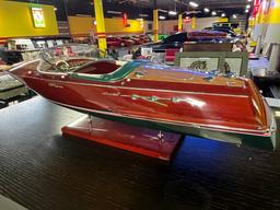 Model RIVA Antique Style Boat / 31" by 10" by 8" Tall Decorative Life Like Model Boat on Stand
