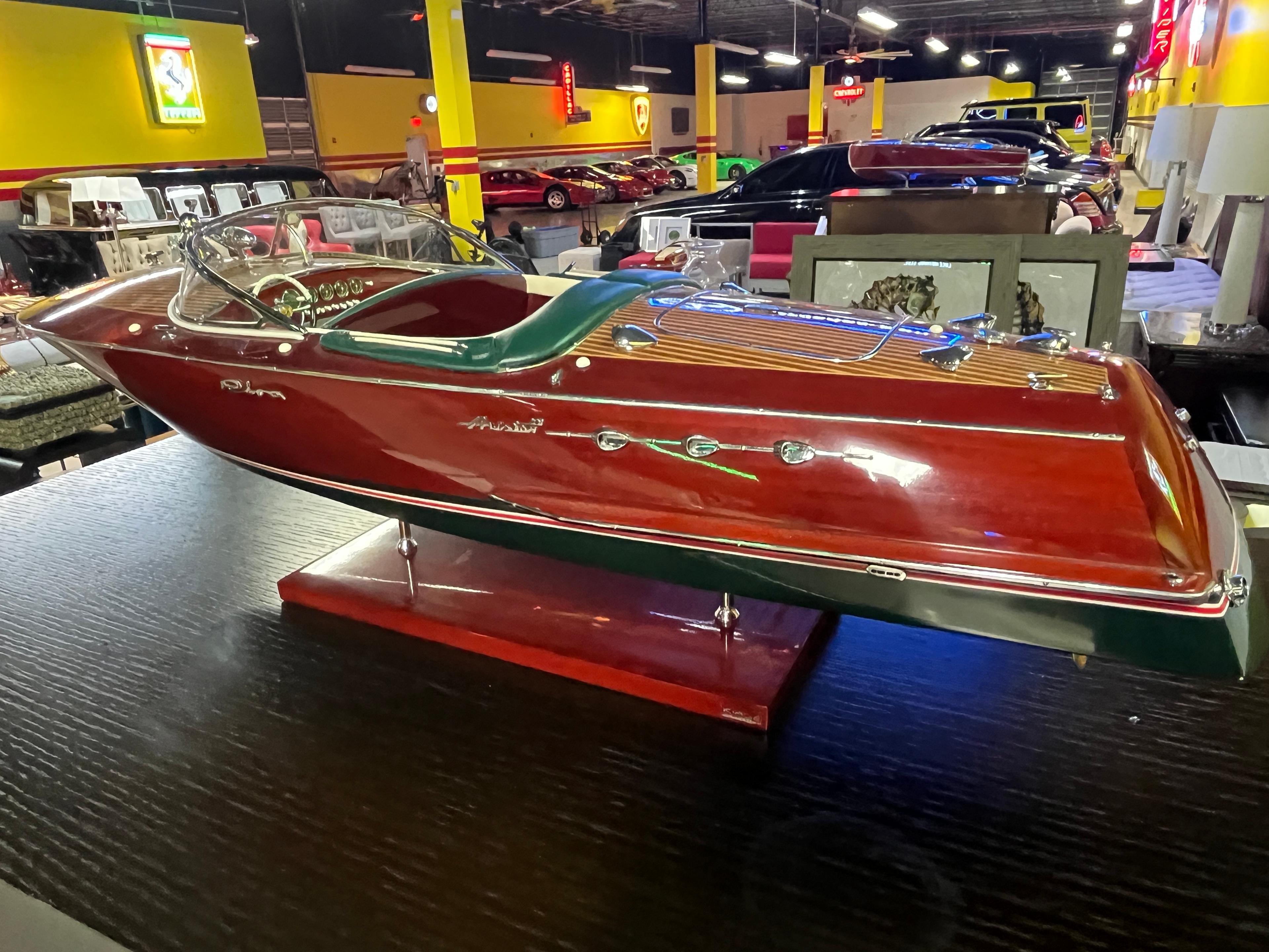 Model RIVA Antique Style Boat / 31" by 10" by 8" Tall Decorative Life Like Model Boat on Stand