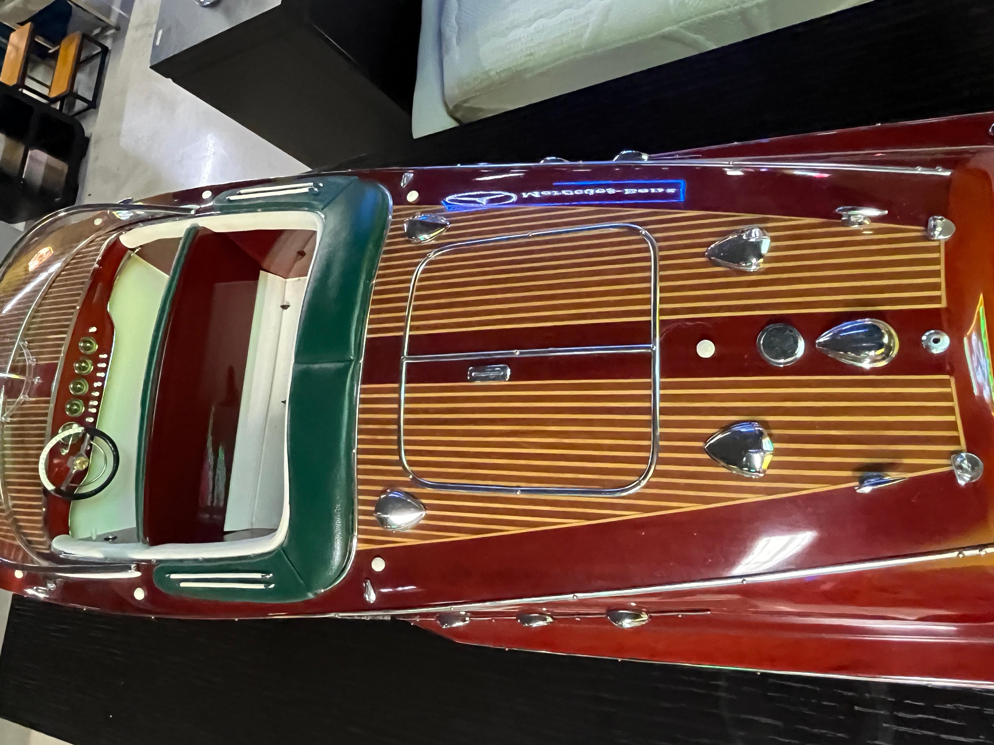 Model RIVA Antique Style Boat / 31" by 10" by 8" Tall Decorative Life Like Model Boat on Stand