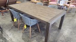 OPEN BOX - BRAND NEW INDOOR 83" x 41" TABLE IN DISTRESSED BRUSHED FINISH WITH 4 RECYCLED RESIN GREY