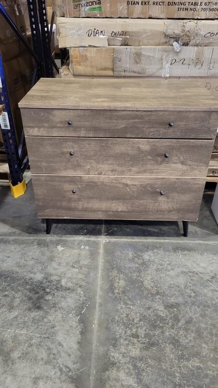 OPEN BOX - BRAND NEW WOOD 3-DRAWER DRESSER OAK COLOR 35W x 21L x 39H