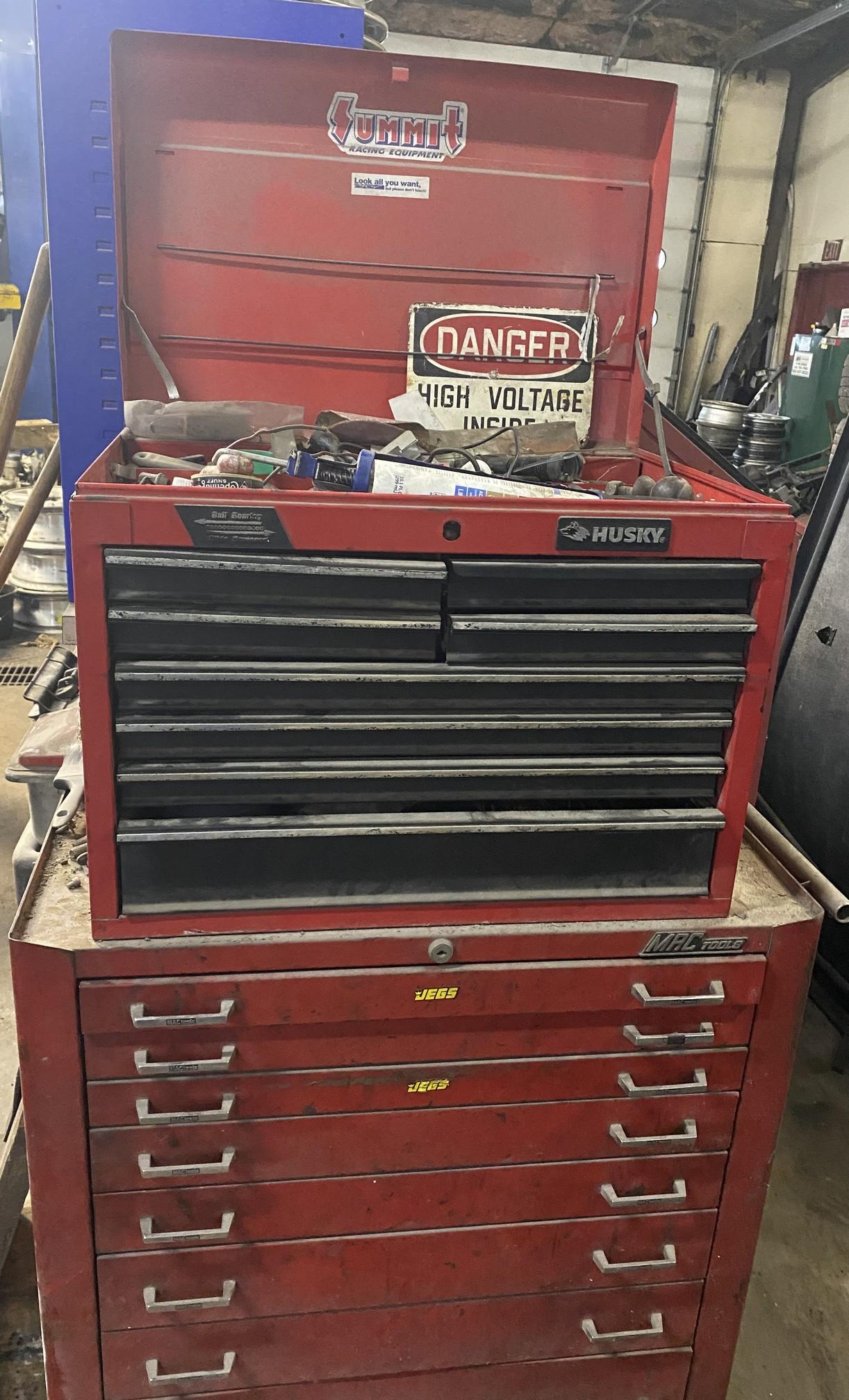 Large Husky Two-Piece, Rolling Tool Cabinet