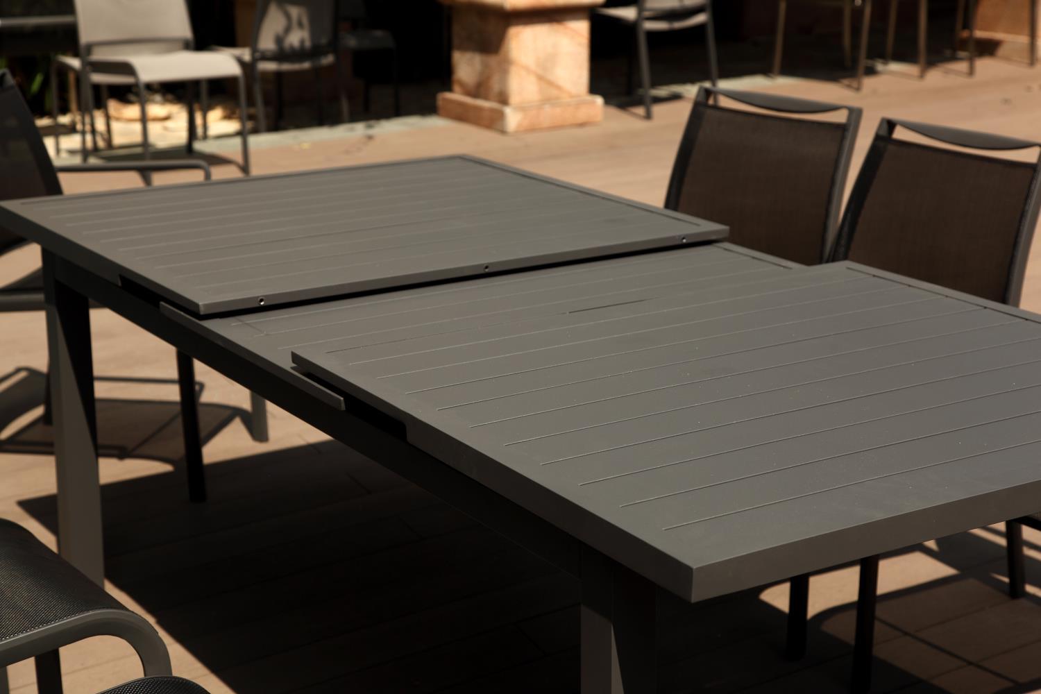 Whiteline Alum Indoor Outdoor Extendable Dining Table In Grey DT1567-GRY