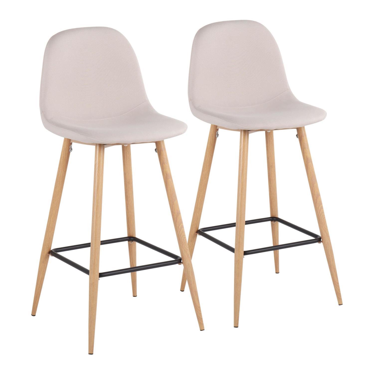 Lumisource Pebble Set Of 2 Barstool With Natural Metal Finish B30-PEB NABG2