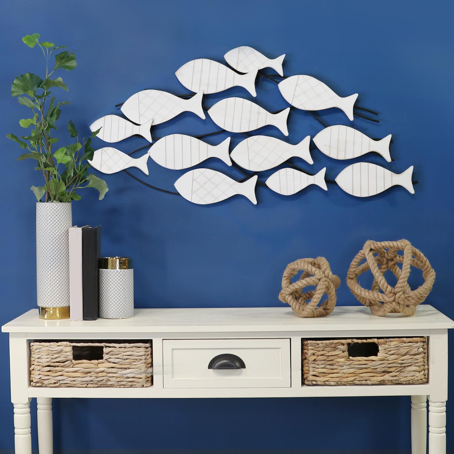 Stratton Home Decor Fish In Motion Wall Sculpture S30883