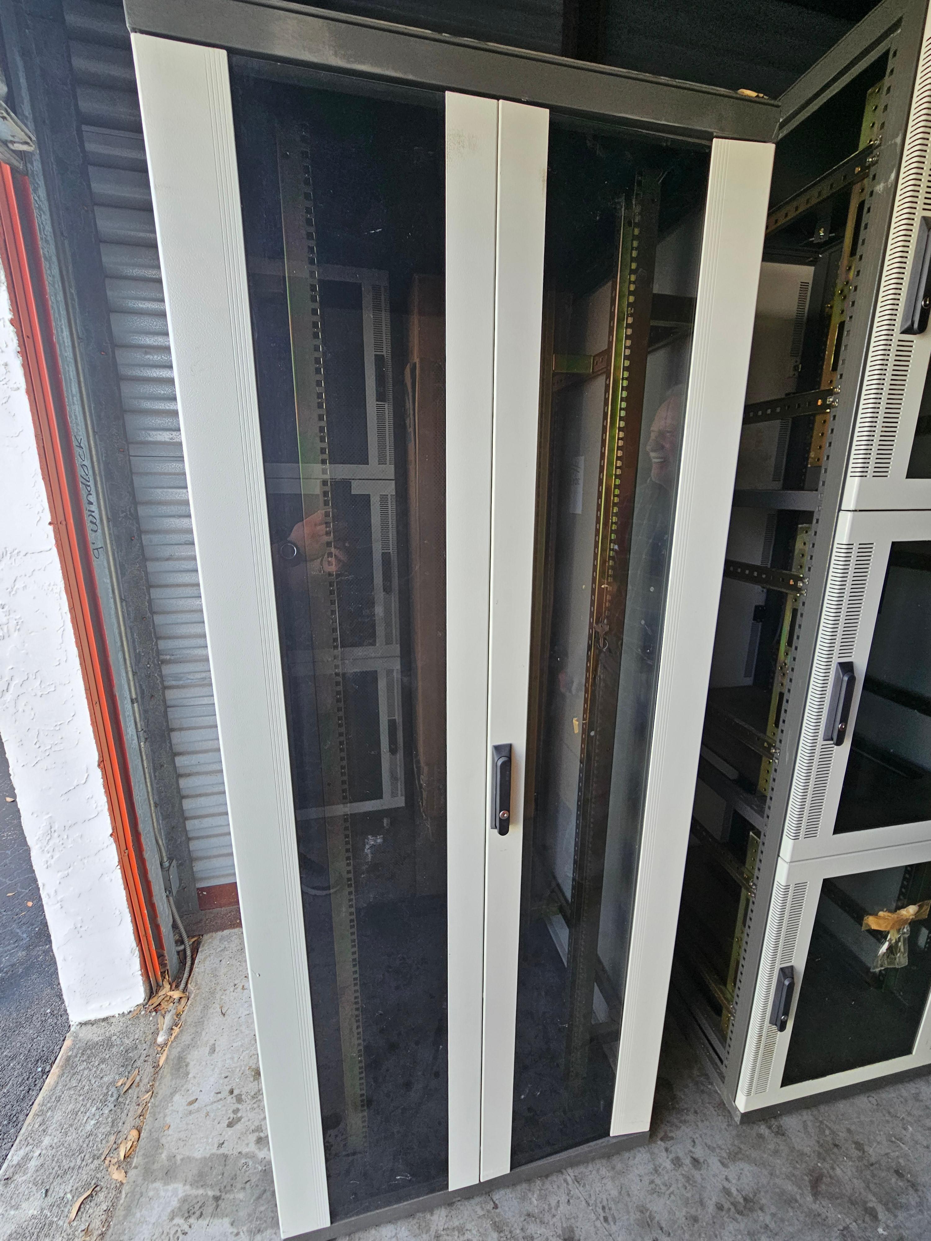 31" x 78" Duble Front Glass Door Rack Enclosure Server Cabinet with Removable Sides - Brand New, In