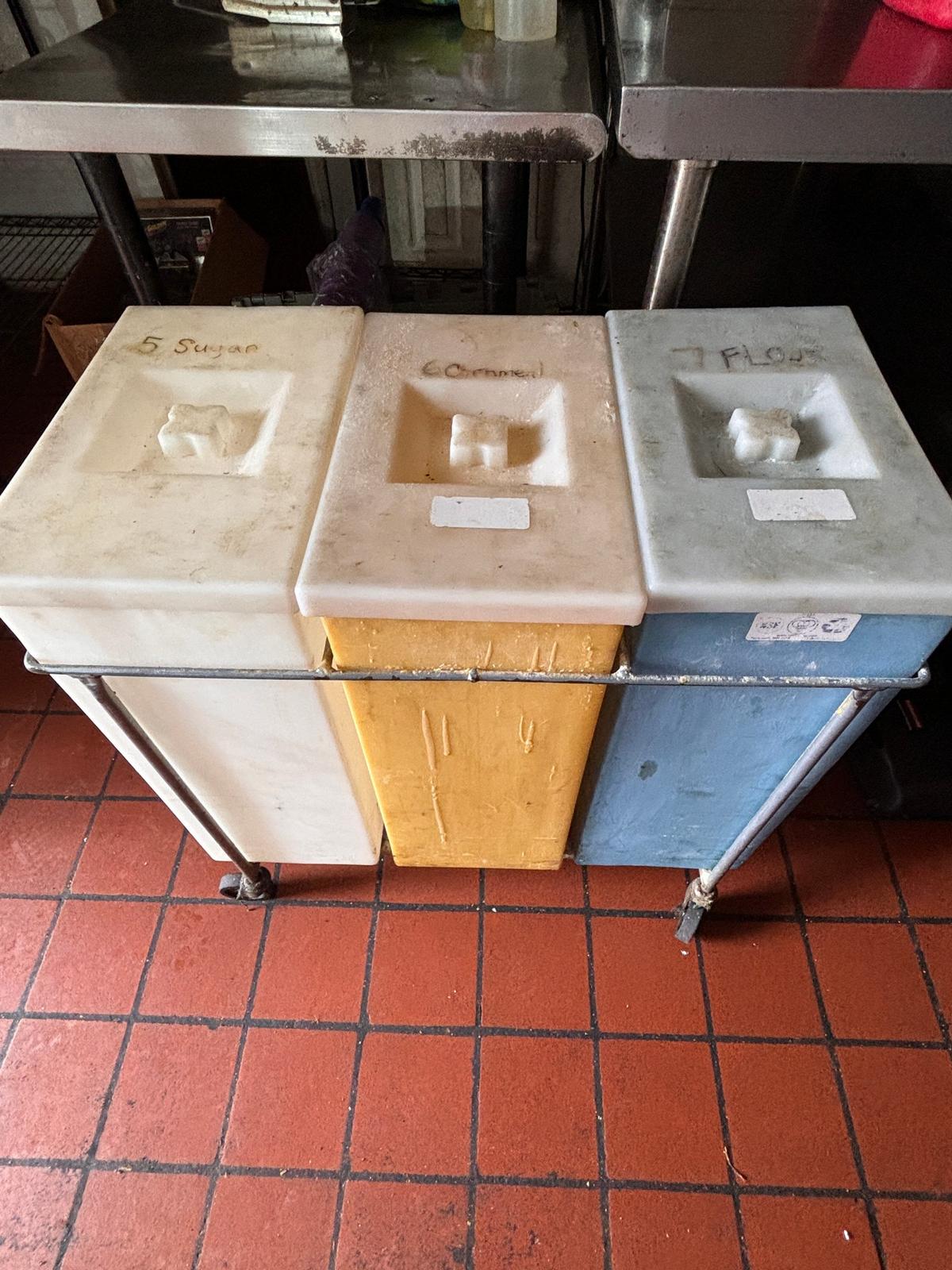 3 Bay Ingredient Bin on Casters