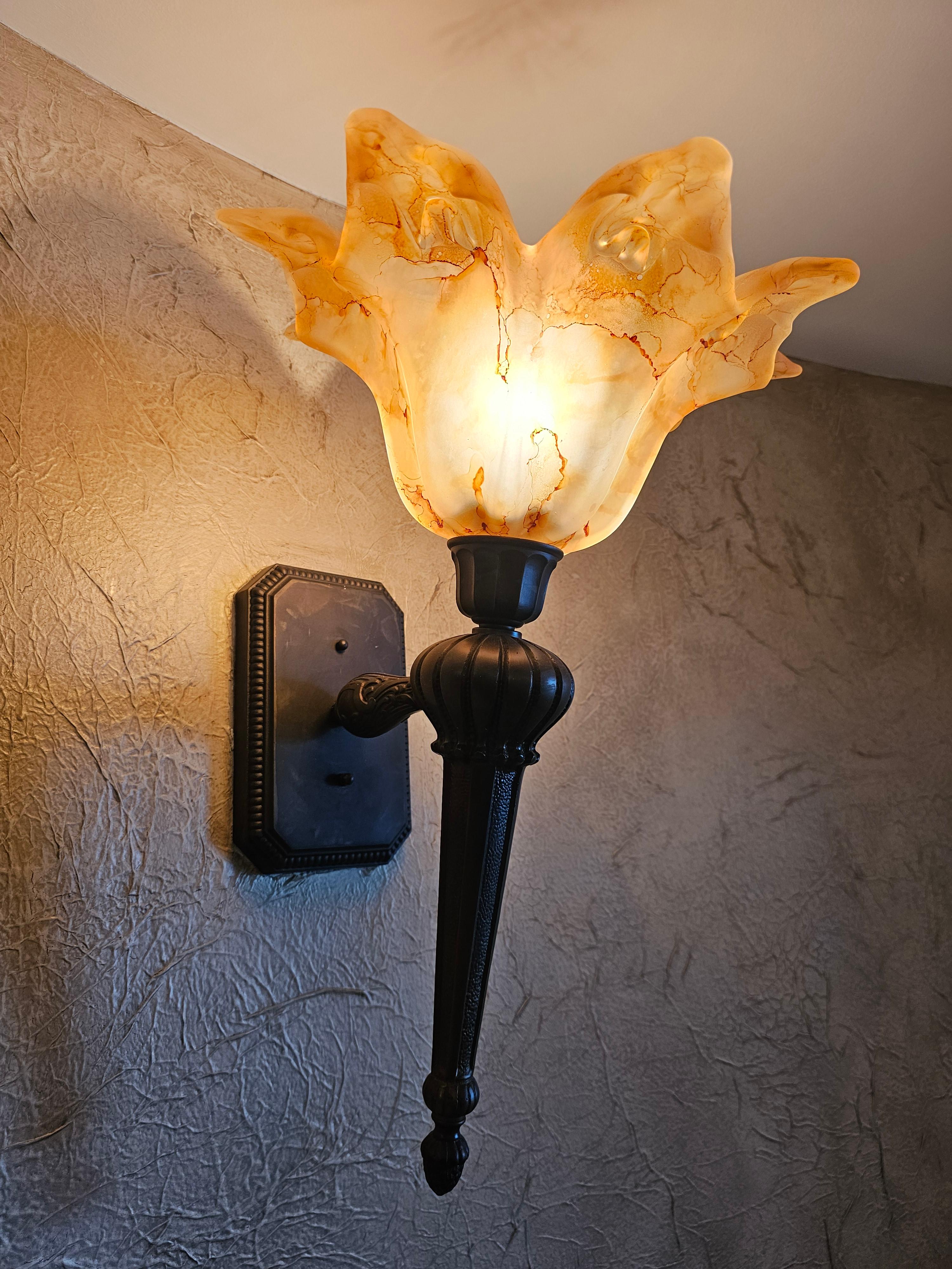 Torch Themed Metal Sconces