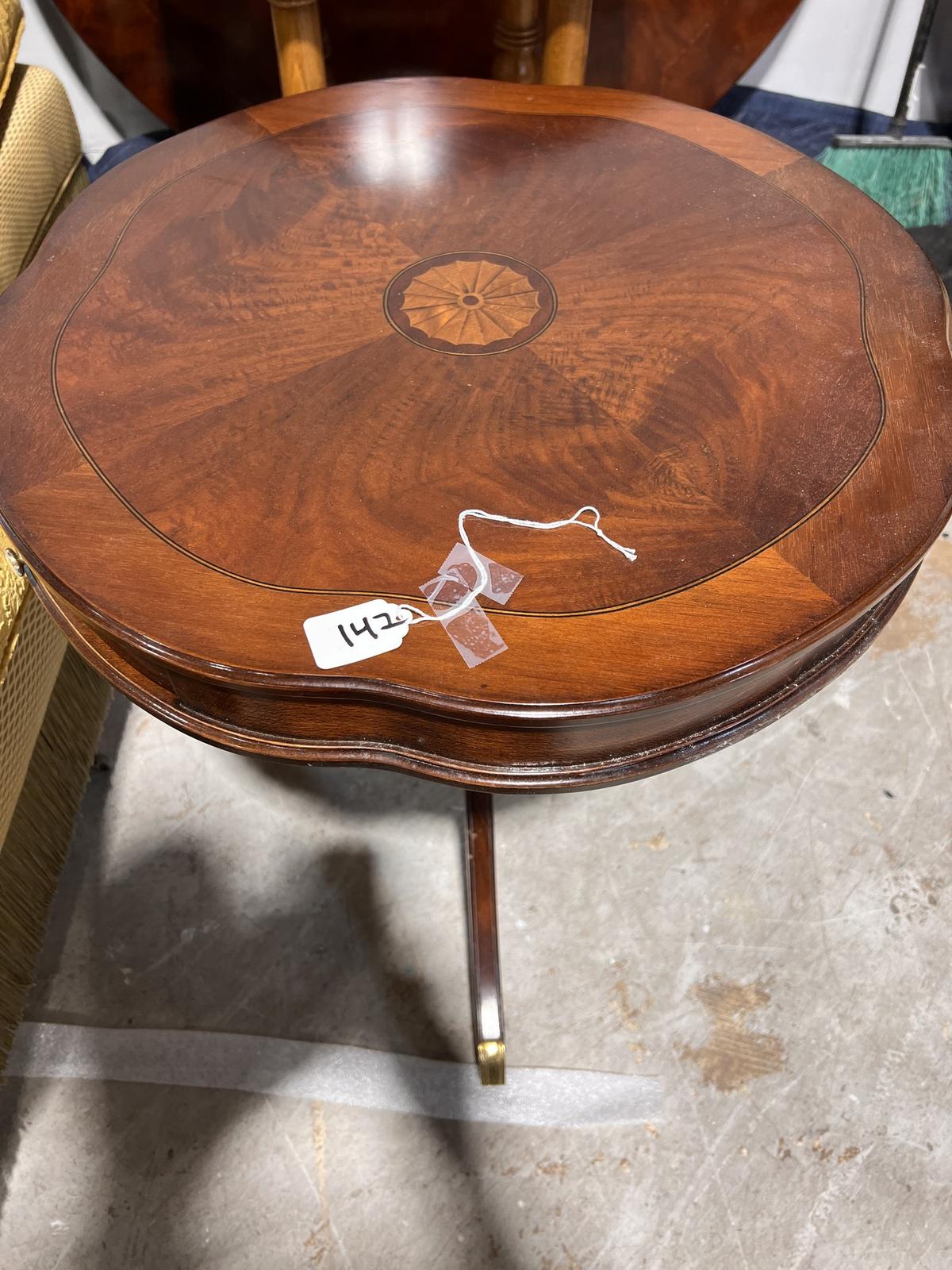 Walnut Side Table with castors and Drawer