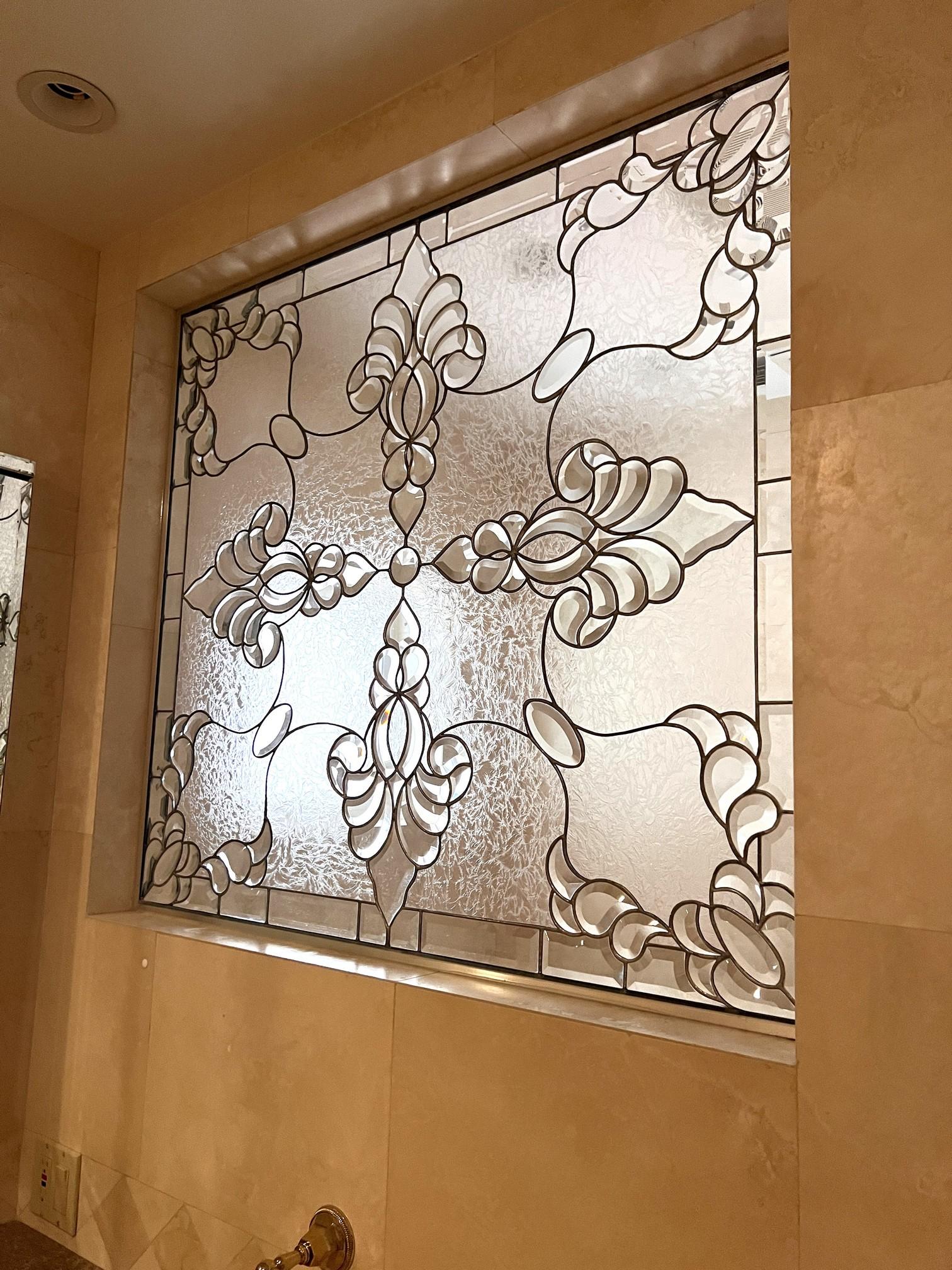 Beautiful Piece of Leaded Glass in Master Bath, 42"X 40"