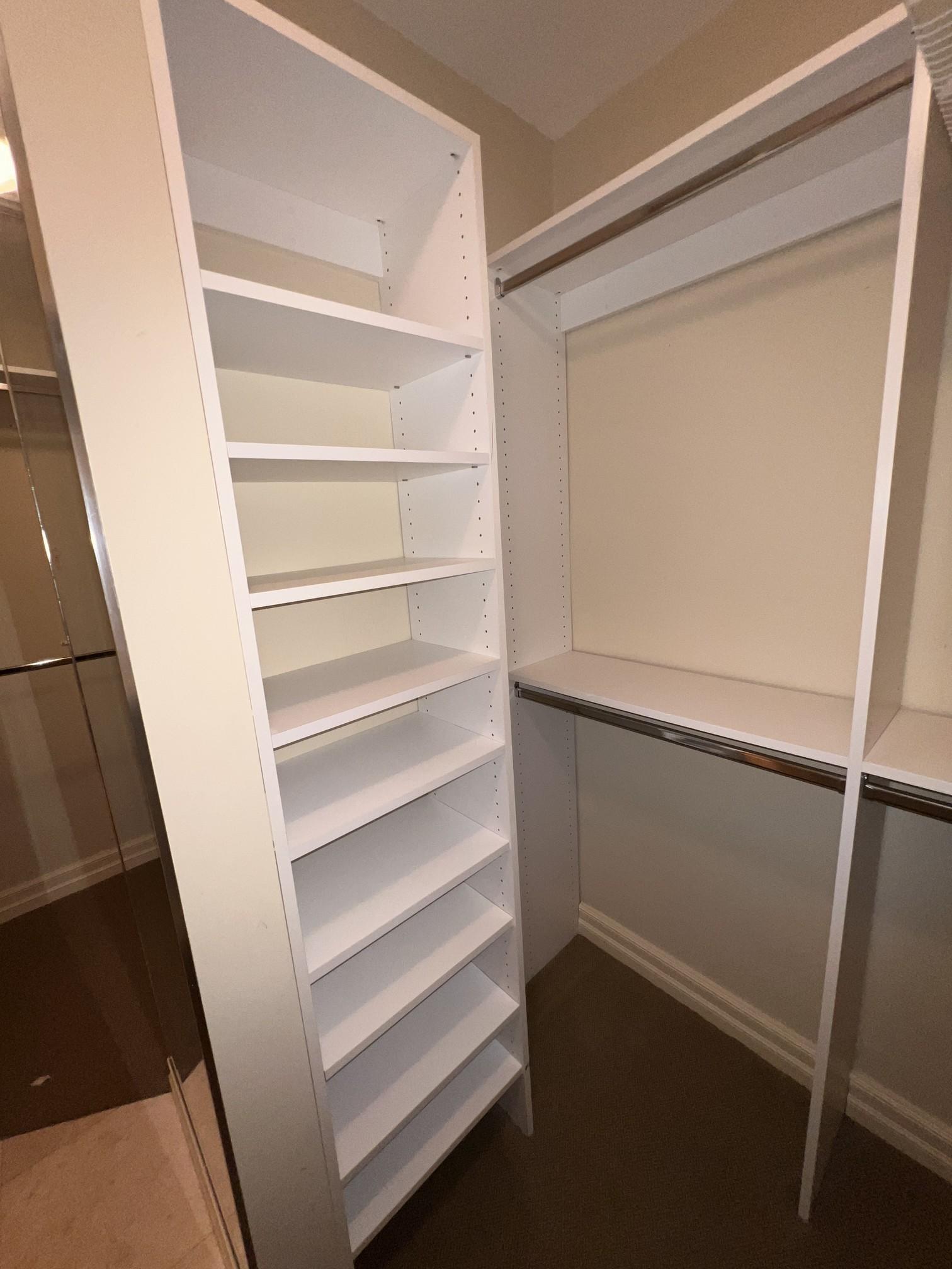 Master Bedroom Closet System with Full Size Dressing Mirror, with Double Shoe Racks 132" X 70"