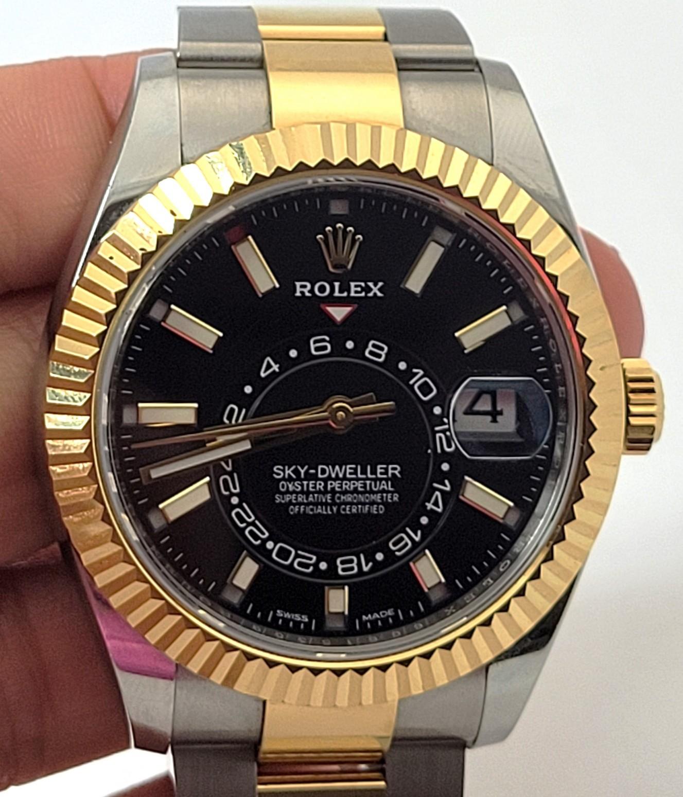 Mens ROLEX Skydweller 18k & St. Steel Two-Tone Watch w/ Card