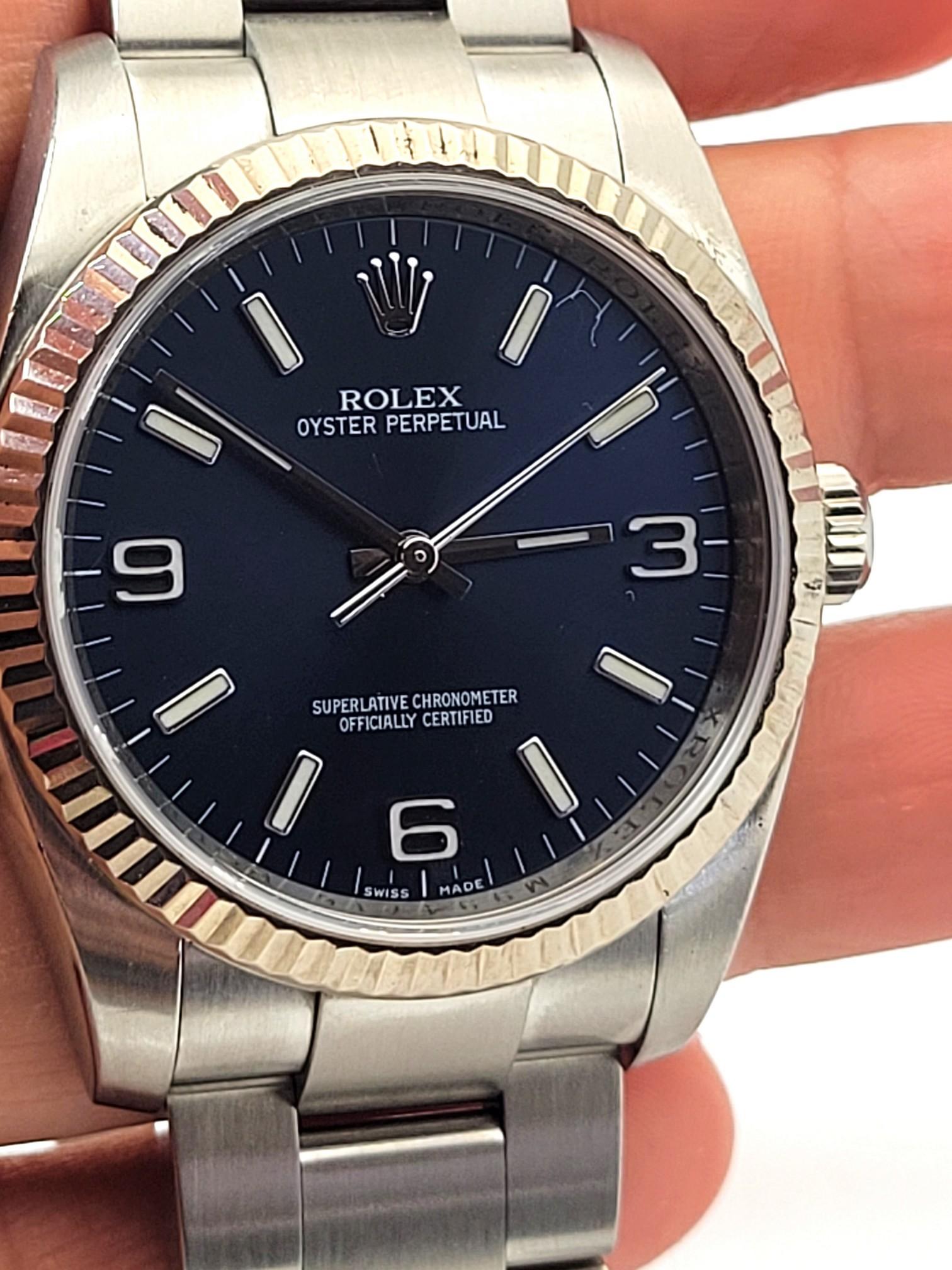 Mens ROLEX Oyster Perpetual St. Steel 36mm Blue Dial Watch