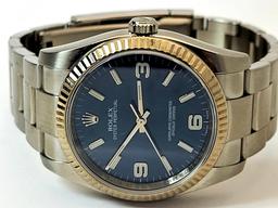 Mens ROLEX Oyster Perpetual St. Steel 36mm Blue Dial Watch