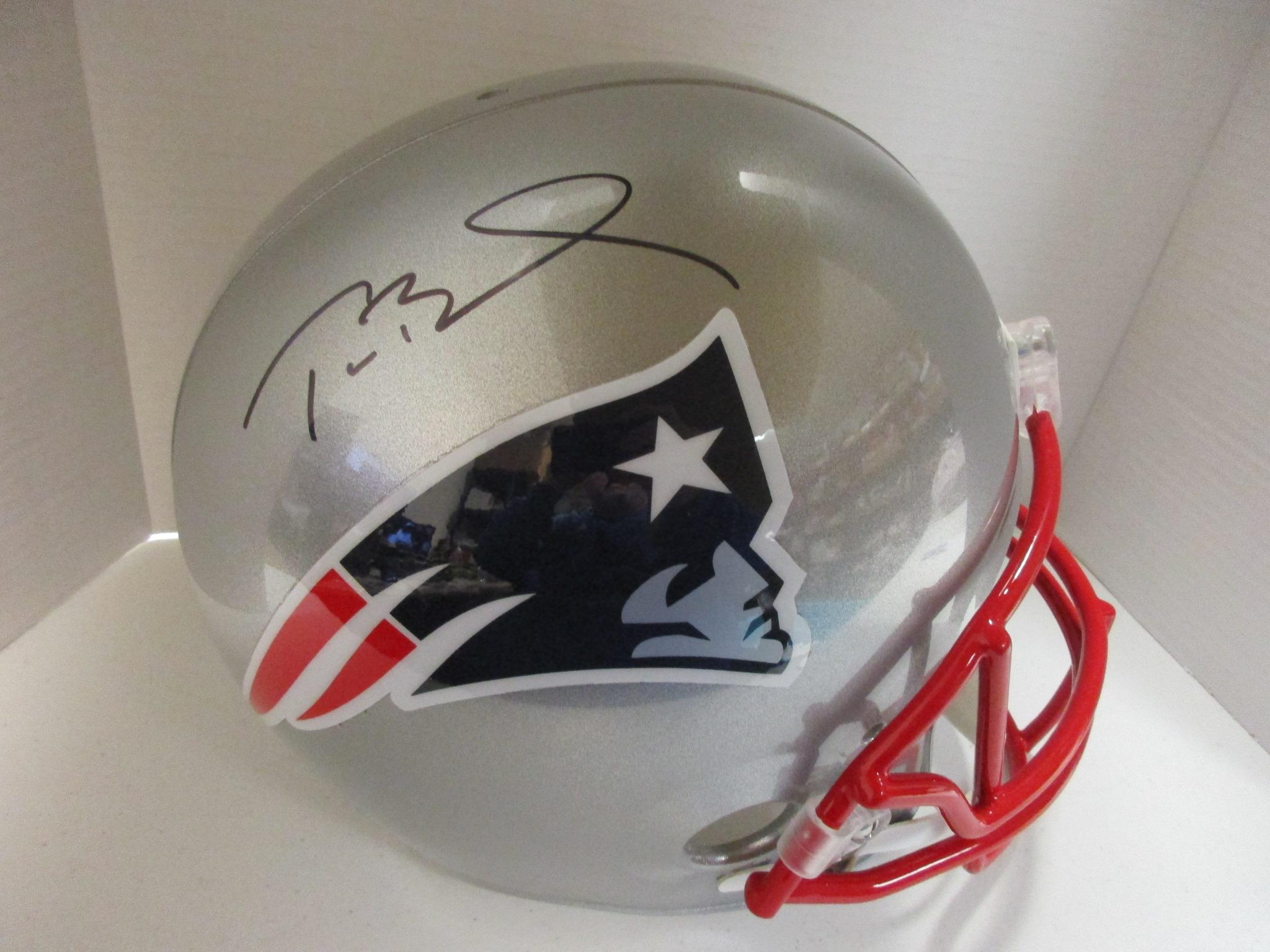 Tom Brady of the New England Patriots signed autographed full size helmet Mounted Memories COA