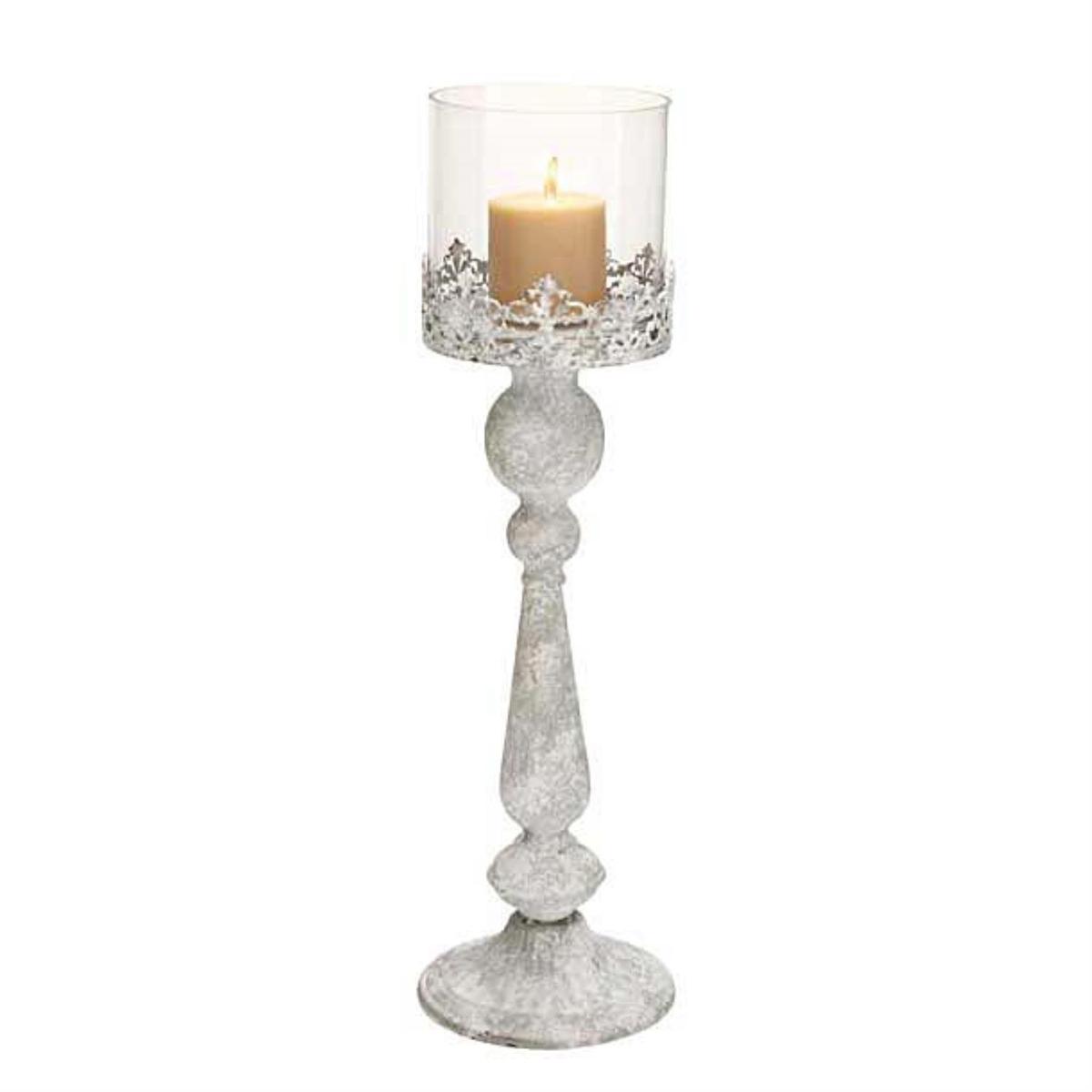 Metal Glass Candle Holder 7"W, 24"H 97456