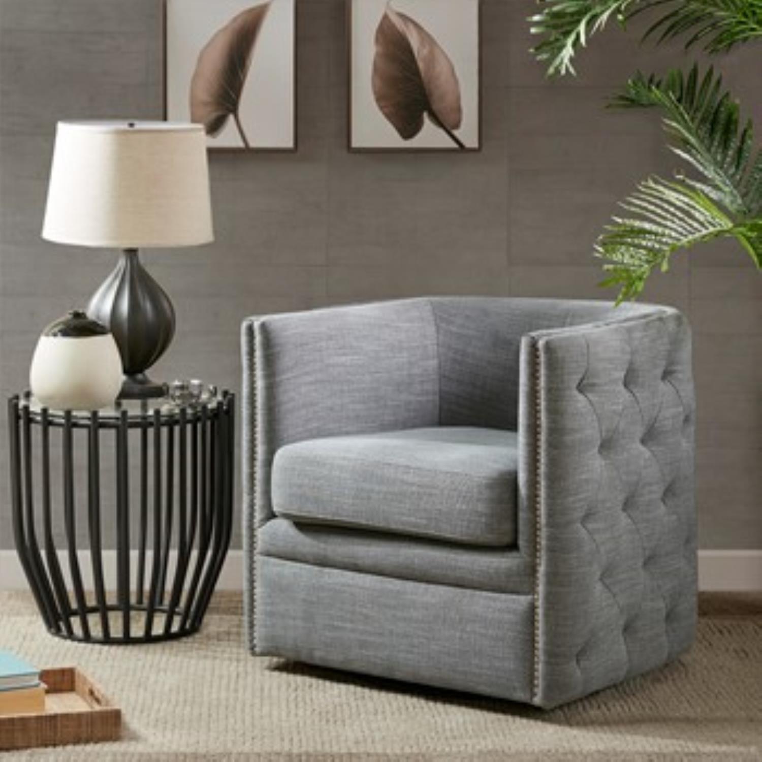 Madison Park Capstone Swivel Chair With Slate Finish MP103-0242