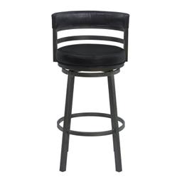 Armen Living Madrid Black Faux Leather And Mineral Bar Stool LCMABAMFBL30