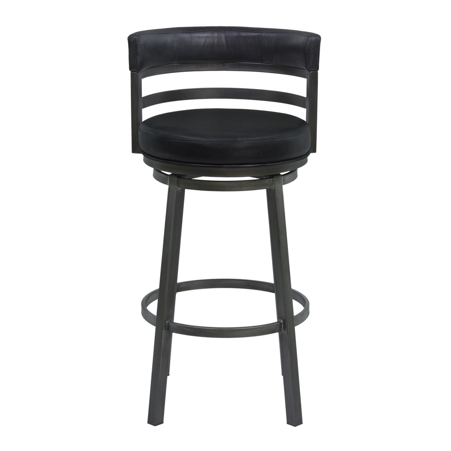 Armen Living Madrid Black Faux Leather And Mineral Bar Stool LCMABAMFBL30