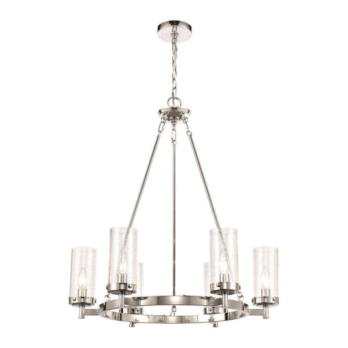 Elk Melinda 6-Light Chandelier In Polished Chrome With Seedy Glass 47307/6