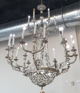 Bronze and Silver Plate Chandelier - 27 light - 6 foot x 8 foot