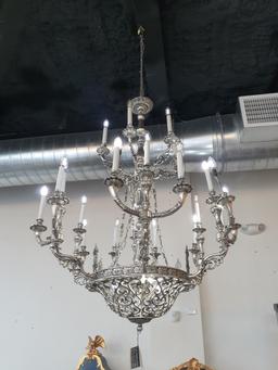 Bronze and Silver Plate Chandelier - 27 light - 6 foot x 8 foot