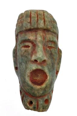 Pre-Columbian Mayan Jade Face Pendant Bead