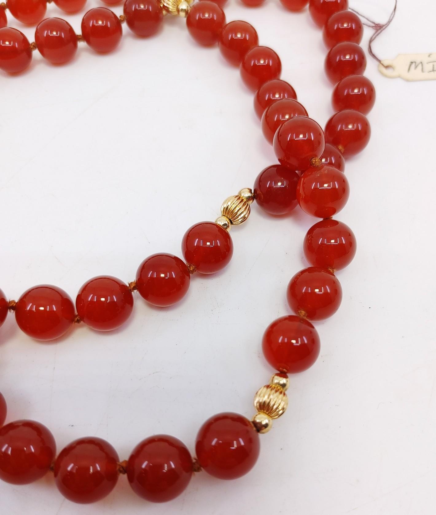 Carnelian and Gold Beaded Necklace