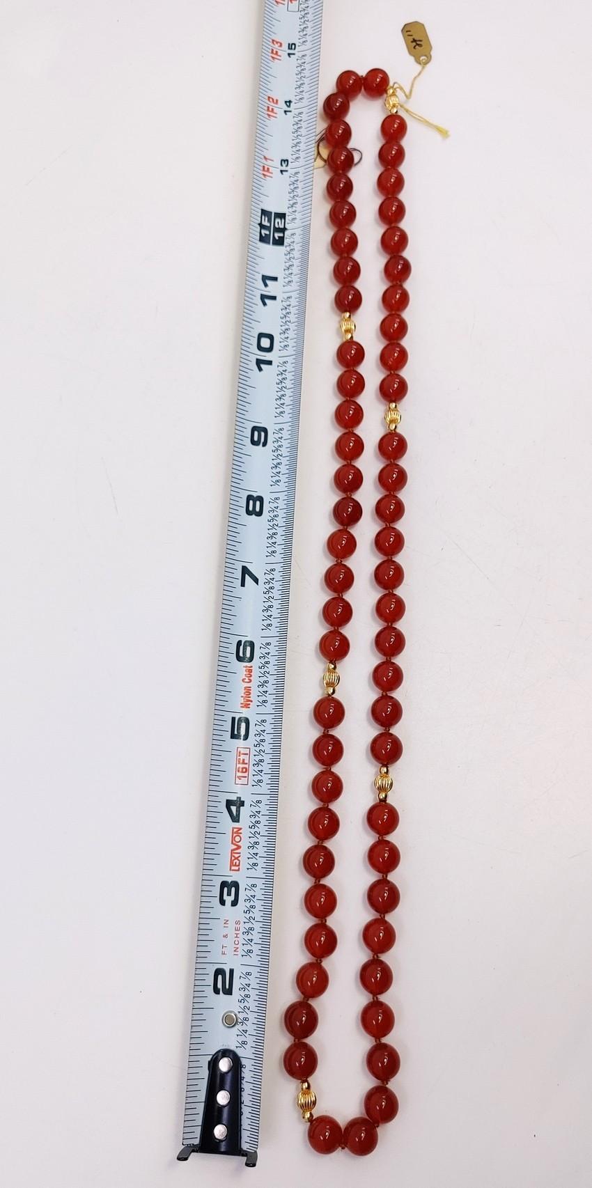 Carnelian and Gold Beaded Necklace