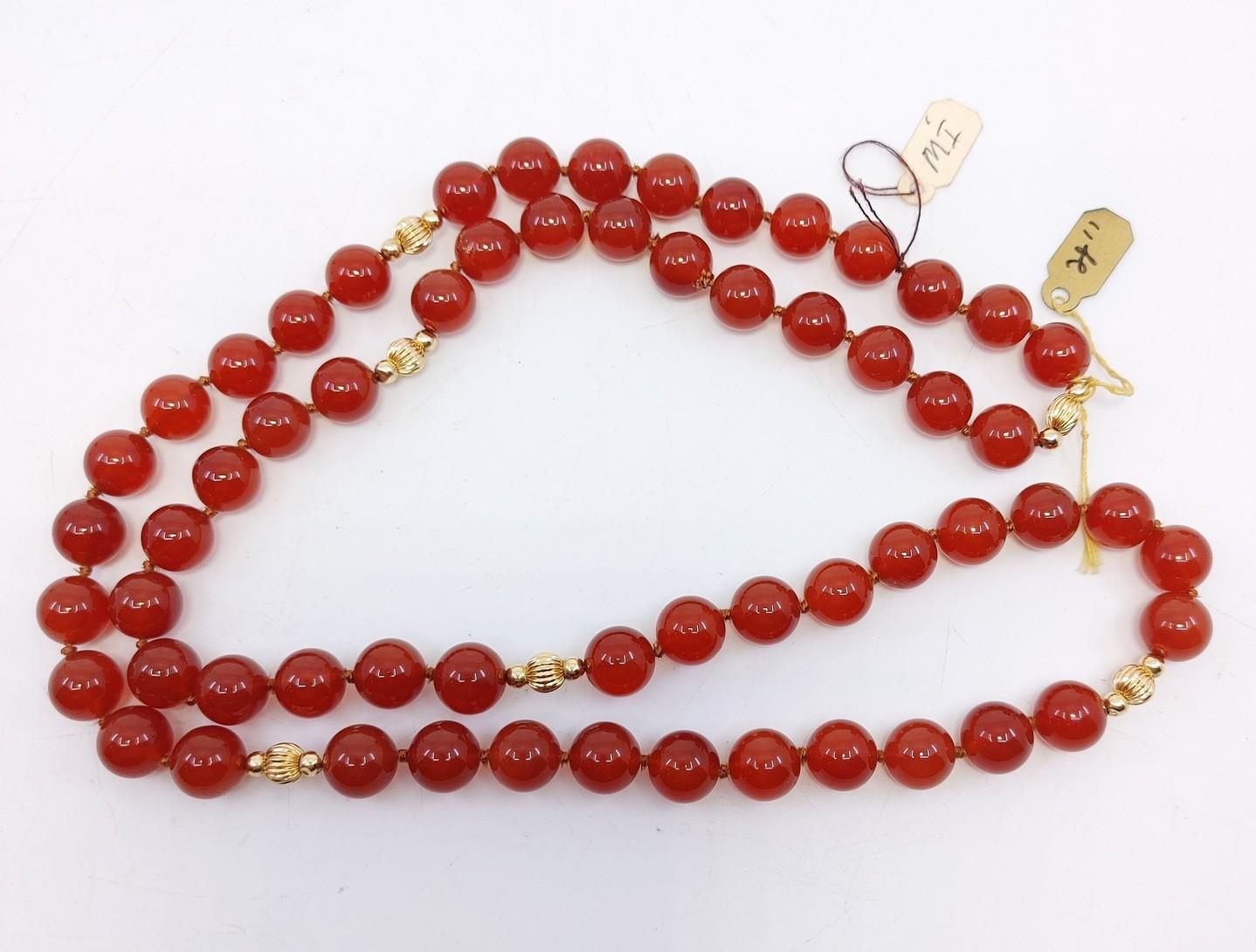 Carnelian and Gold Beaded Necklace