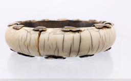 Antique Bangle Bracelet with Sterling Silver Wrap