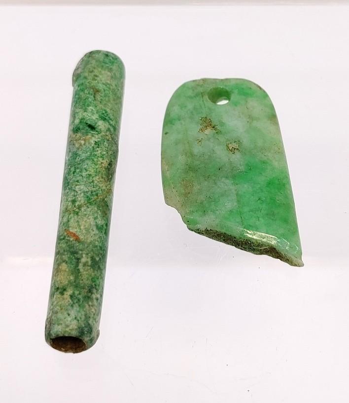 Pre-Columbian Mayan Imperial Jade Bead and Pendant