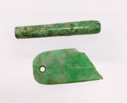 Pre-Columbian Mayan Imperial Jade Bead and Pendant