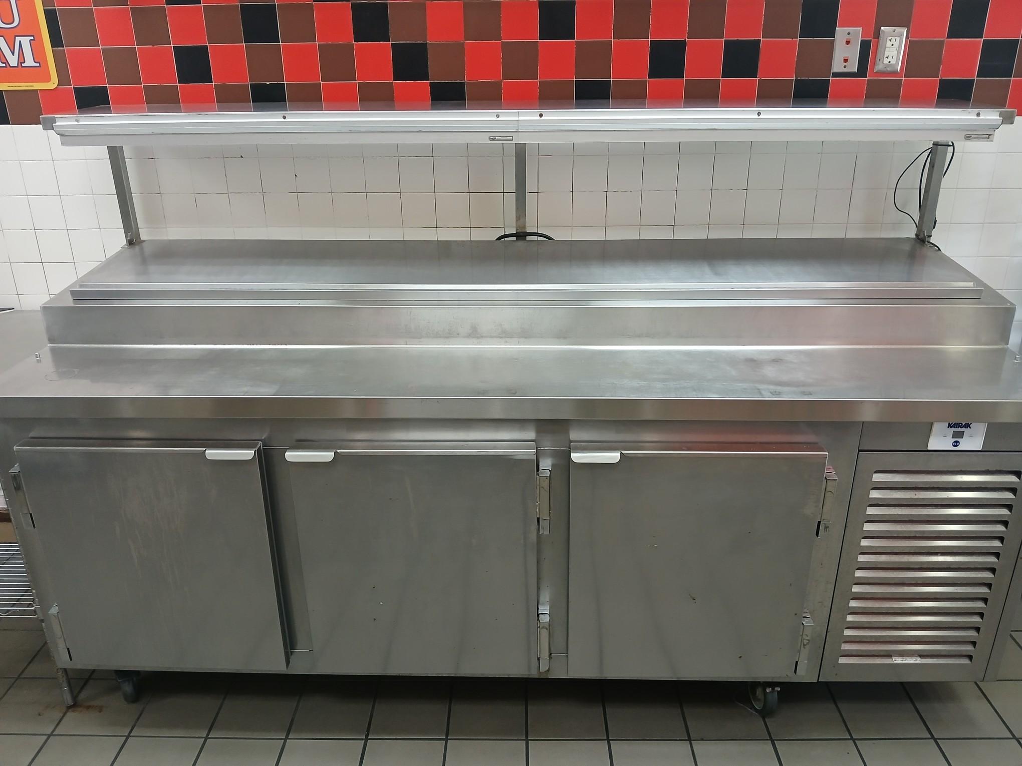 KAIRAK Model #KBP-91S Refrigerated Sandwich Prep Table / 91" Digital Prep Table W/ Over Shelf