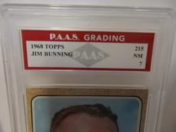 Jim Bunning Pirates 1968 Topps #215 graded PAAS NM 7
