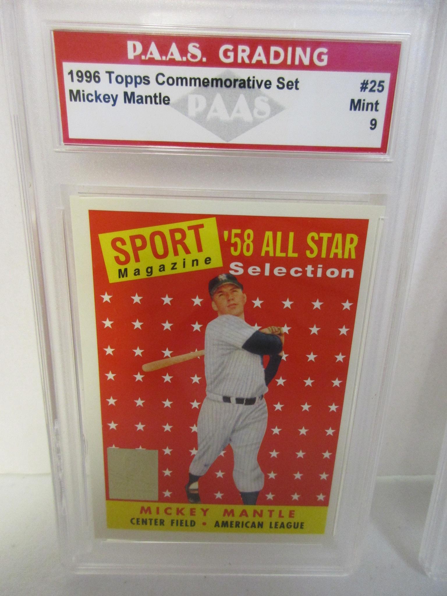 Mickey Mantle Yankees 1996 Topps Commemorative Set #25 graded PAAS Mint 9