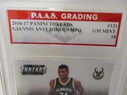 Giannis Antetokounmpo Bucks 2016-17 Panini Threads #121 graded PAAS Gem Mint 10