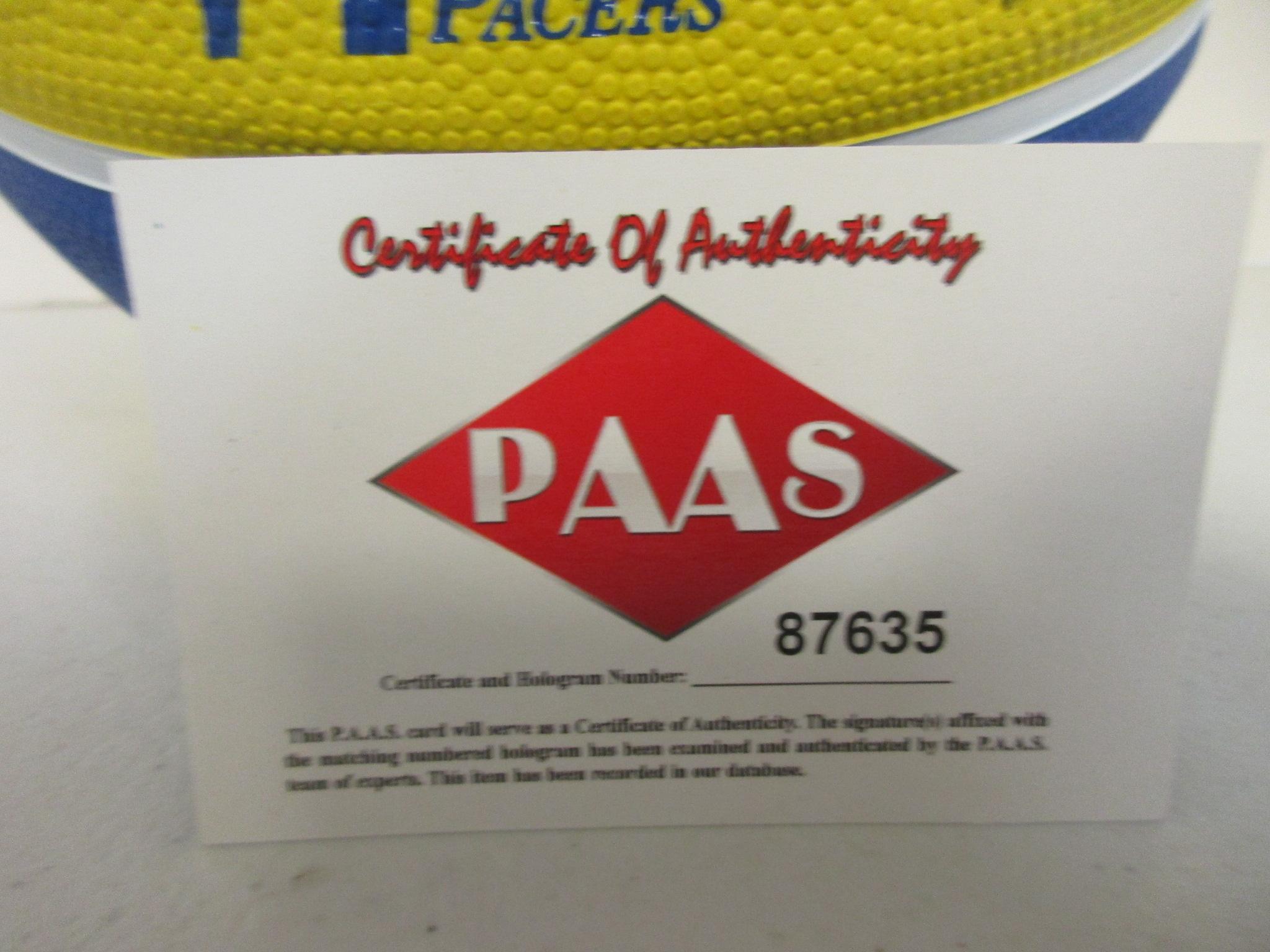 Reggie Miller of the Indiana Pacers signed autographed mini logo basketball PAAS COA 635